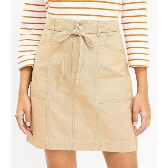 LOFT‎ Twill Tie Waist Pocket Skirt Size 2 NWOT - Picture 2 of 5